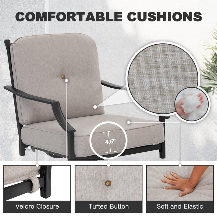 2-Piece Outdoor Swivel Patio Sofas with Thick Olefin Cushions and Wide Seat