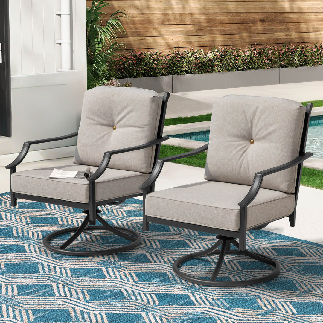 2-Piece Outdoor Swivel Patio Sofas with Thick Olefin Cushions and Wide Seat