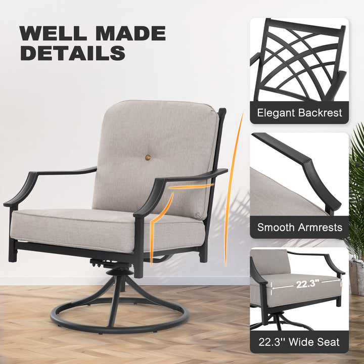 2-Piece Outdoor Swivel Patio Sofas with Thick Olefin Cushions and Wide Seat