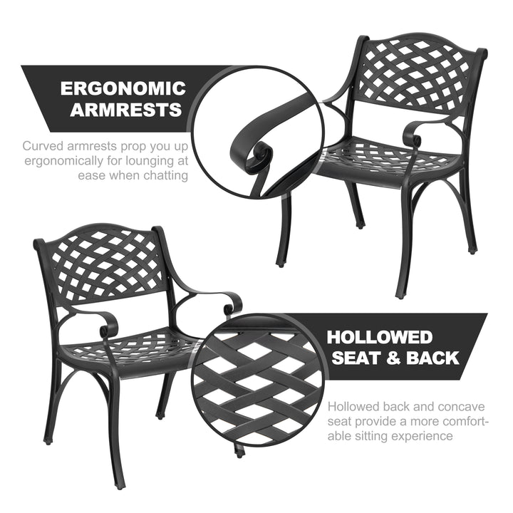 5-Piece Cast Aluminum Patio Dining Set with Umbrella Hole and Wide Seat