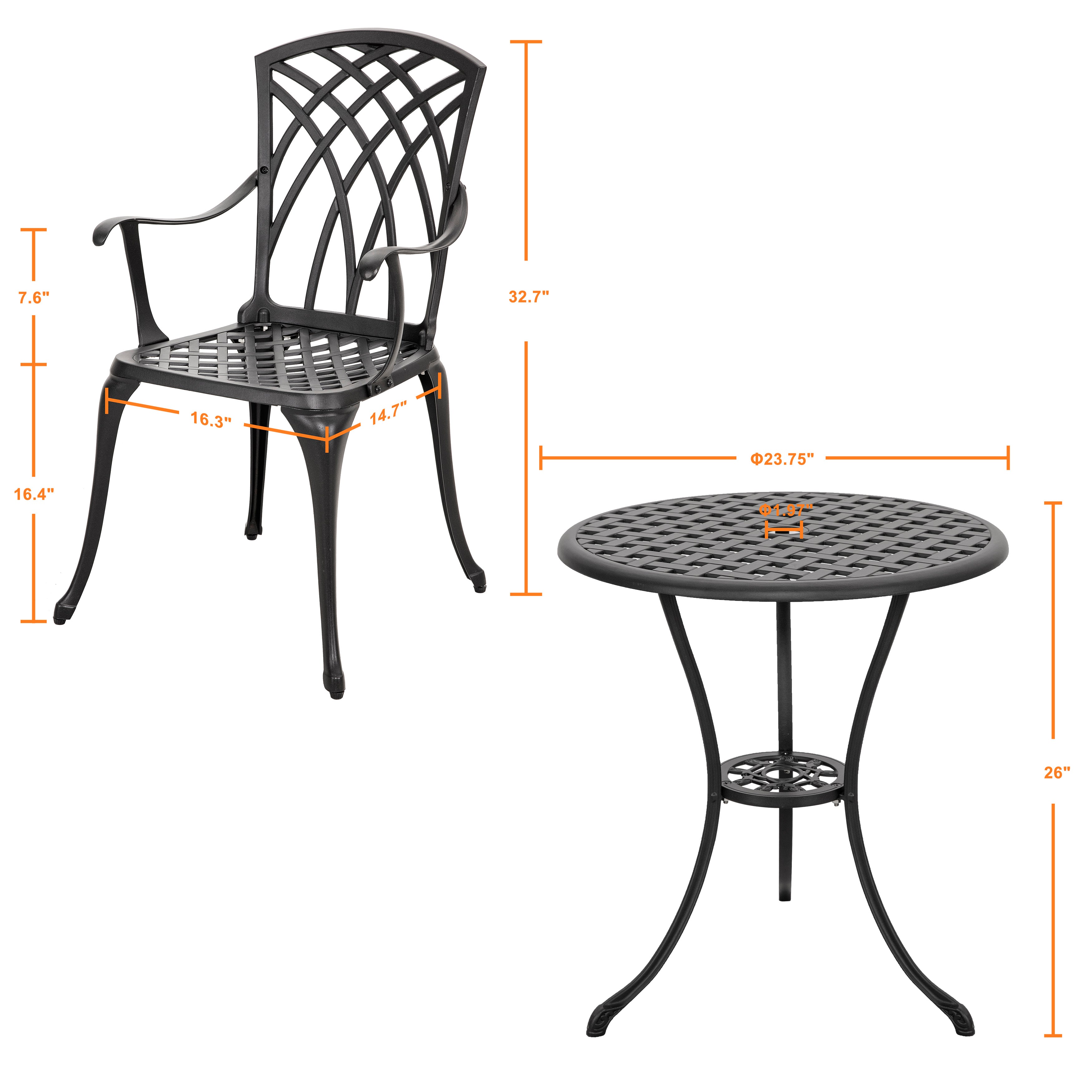 Black aluminium garden discount table