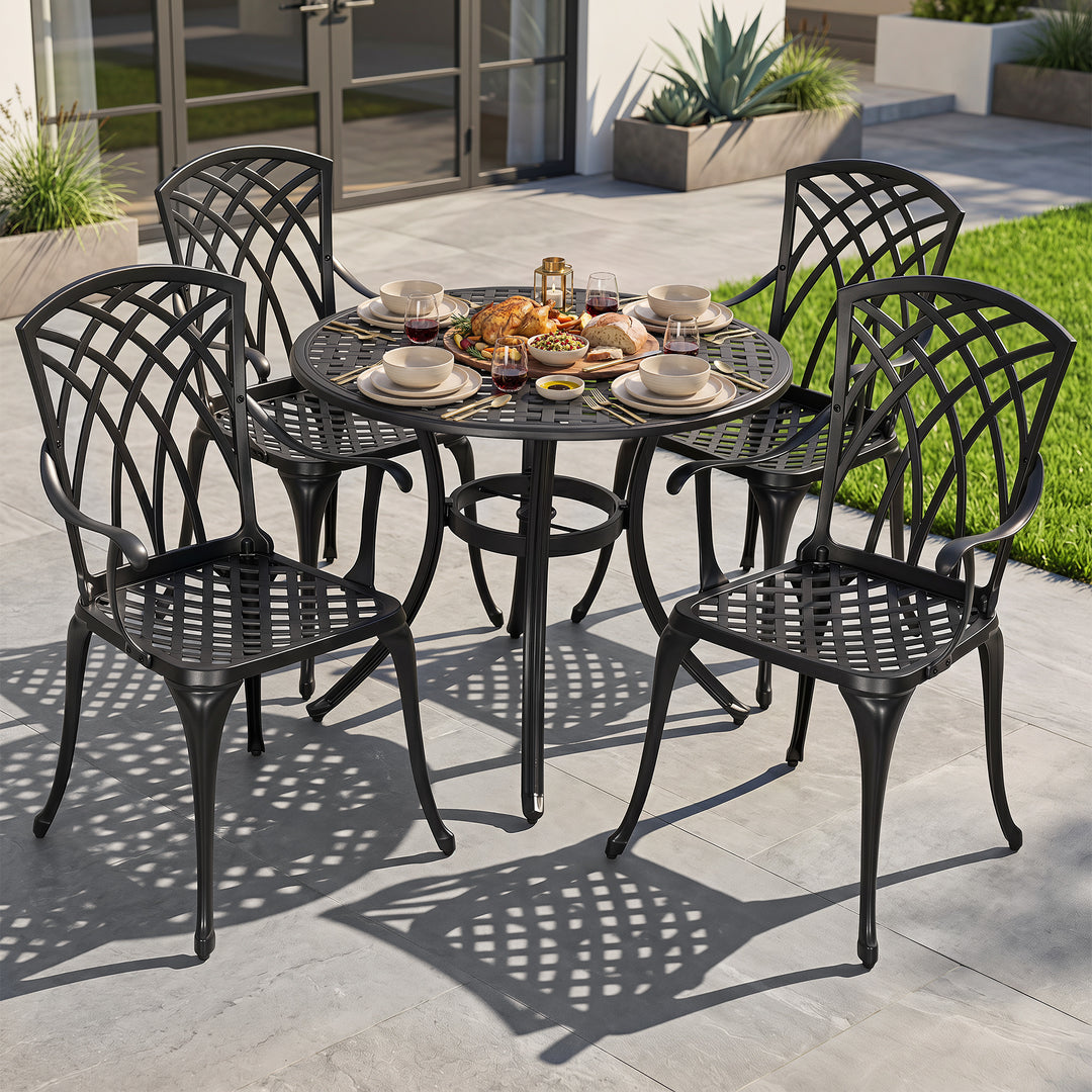 Nuu Garden 5pcs Aluminum Dining Set SCD005-01 | brown, aluminum, weather resistant