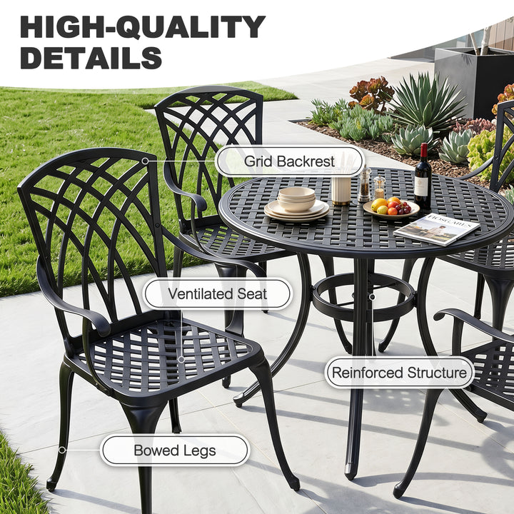 5-Piece Patio Cast Aluminum Dining Set with Umbrella Hole