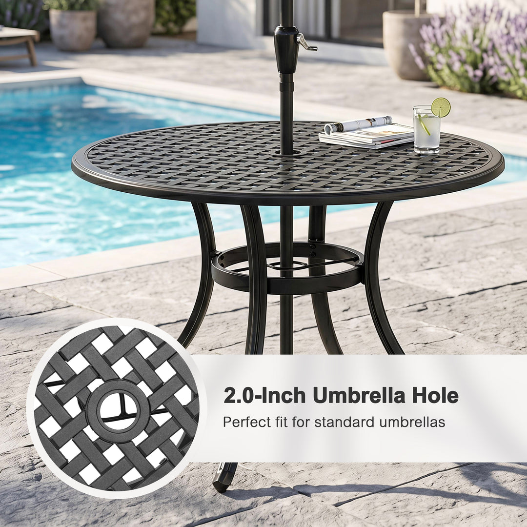 5-Piece Patio Cast Aluminum Dining Set with Umbrella Hole