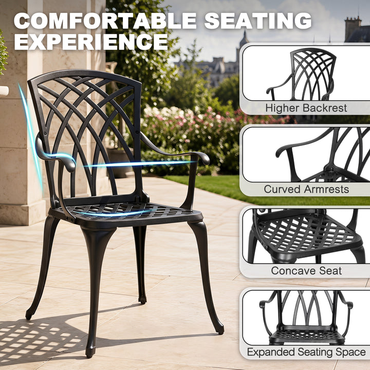 5-Piece Patio Cast Aluminum Dining Set with Umbrella Hole