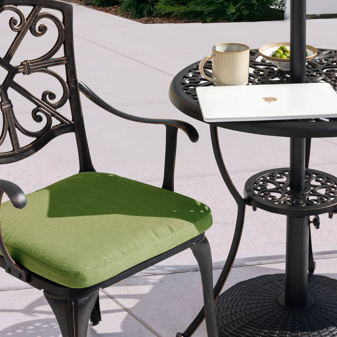 Outdoor 3-Piece Cast Aluminum Patio Set with Cushions and Umbrella Hole