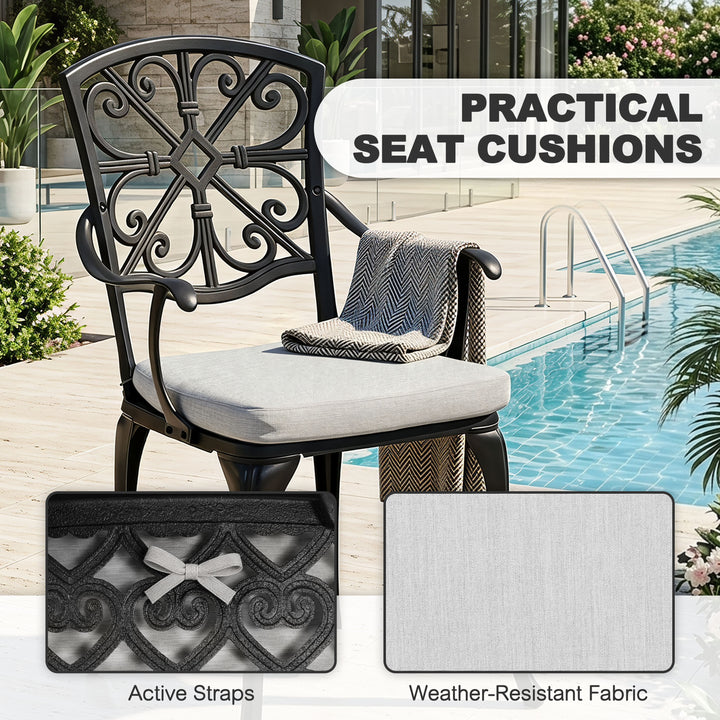 3-Piece Outdoor Bistro Set with Zippered Cushions, Black and Gray