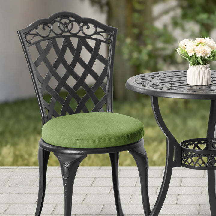 Patio 3-Piece Cast Aluminum Bistro Set with Cushions, Umbrella Hole