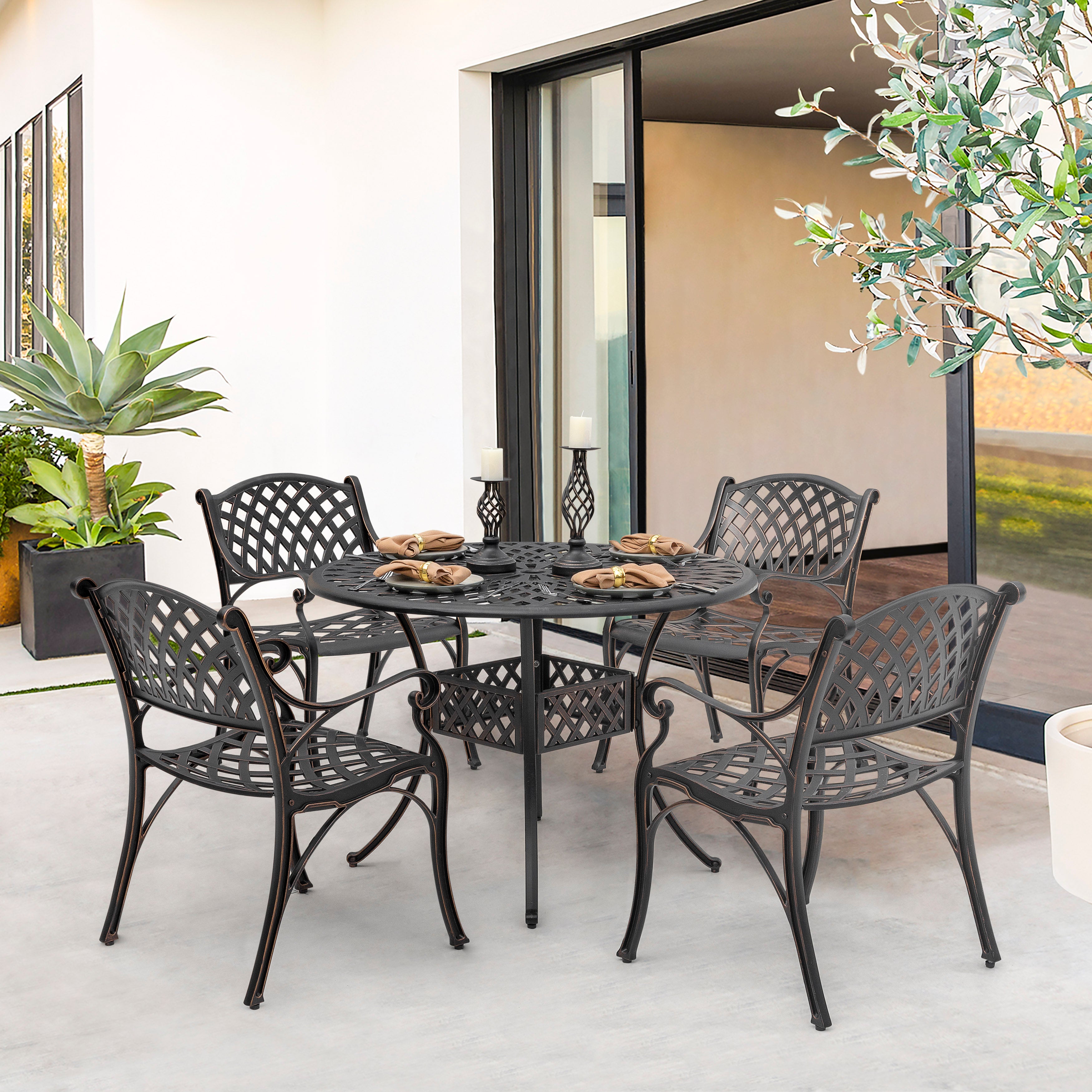 Nuu Garden 5pcs Aluminum Dining Set SCD002 01A black aluminum