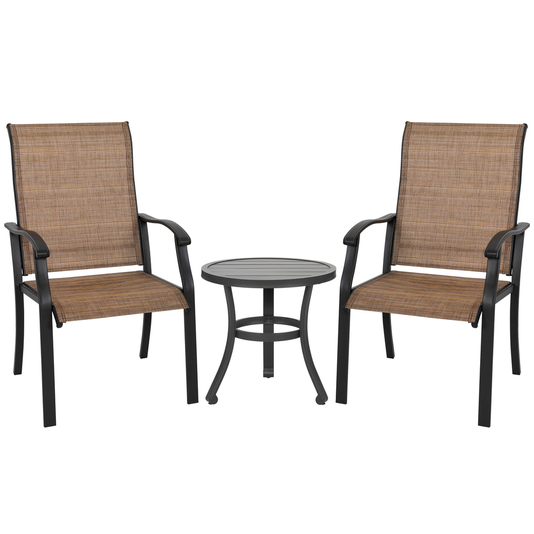 Outdoor 3-Piece Bistro Set, Textilene Fabric, Powder-Coated Iron Frame