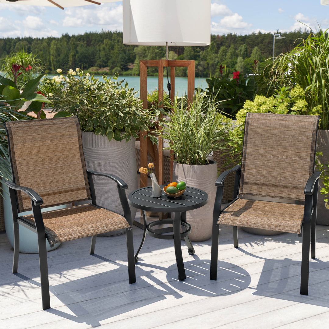 Outdoor 3-Piece Bistro Set, Textilene Fabric, Powder-Coated Iron Frame