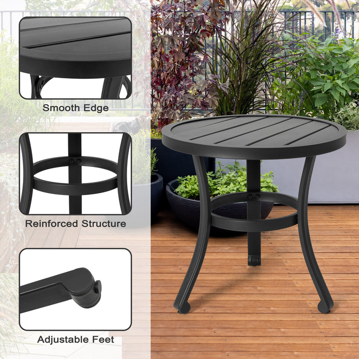 Outdoor 3-Piece Bistro Set, Textilene Fabric, Powder-Coated Iron Frame