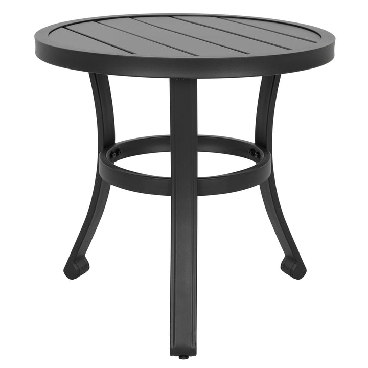 Outdoor Patio Bistro Set, 2 Bistro Chairs and 20 Inch Round Bistro Table, Textilene Fabric, Powder-Coated Iron Frame, for Patio, Deck, Garden, Backyard, Balcony, Black and Brown