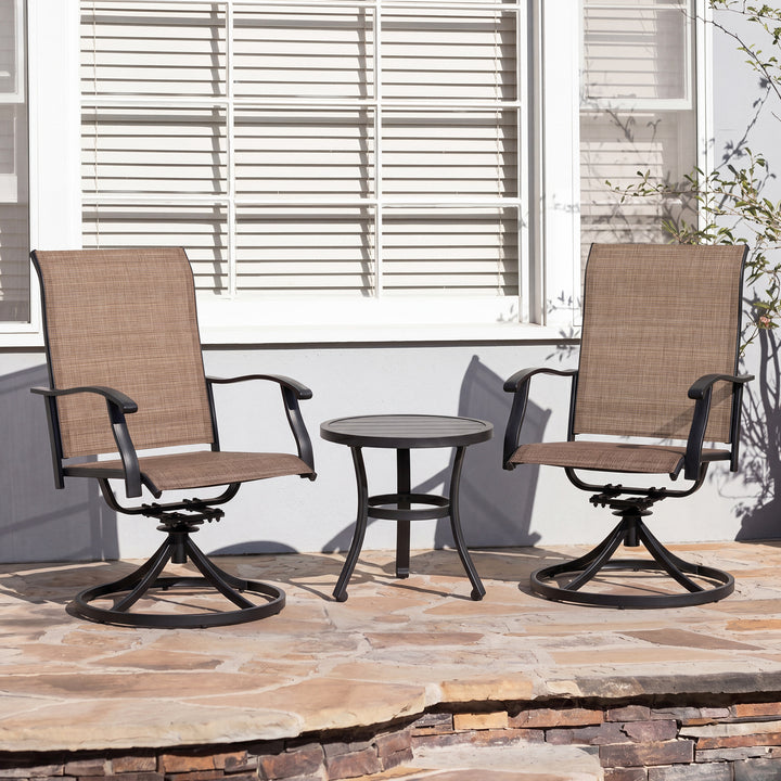 Outdoor 3-Piece Bistro Set, Textilene Fabric, Powder-Coated Iron Frame