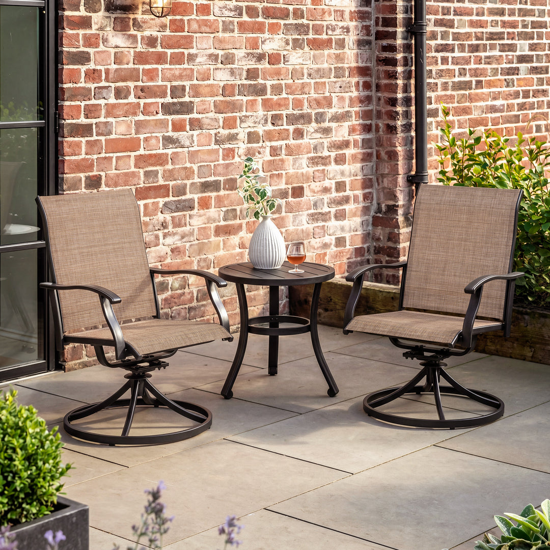 Outdoor 3-Piece Bistro Set, Textilene Fabric, Powder-Coated Iron Frame
