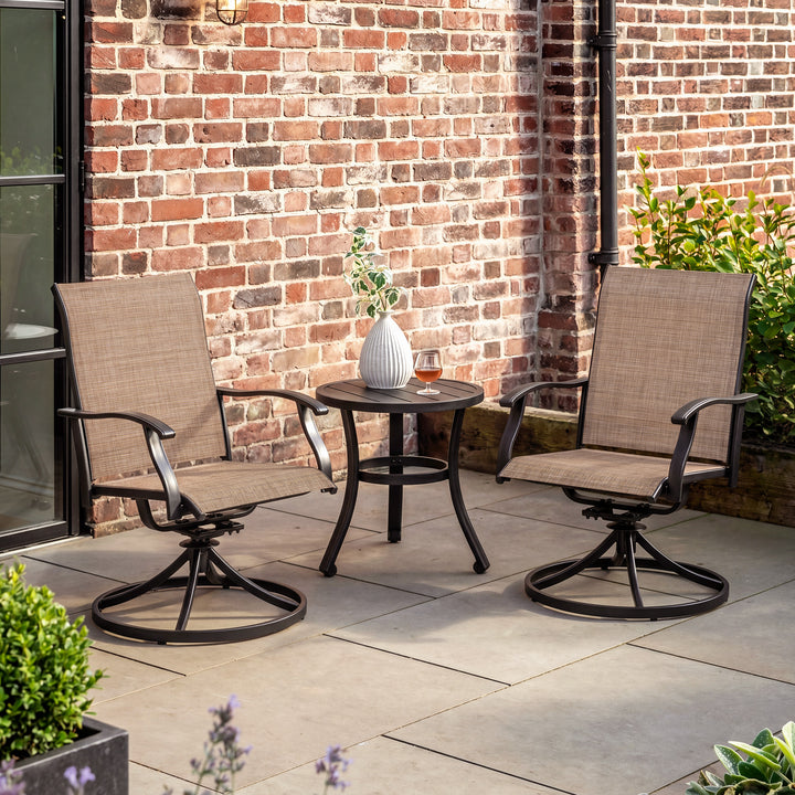 Outdoor 3-Piece Bistro Set, Textilene Fabric, Powder-Coated Iron Frame