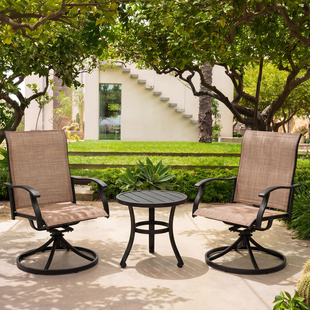 Outdoor 3-Piece Bistro Set, Textilene Fabric, Powder-Coated Iron Frame
