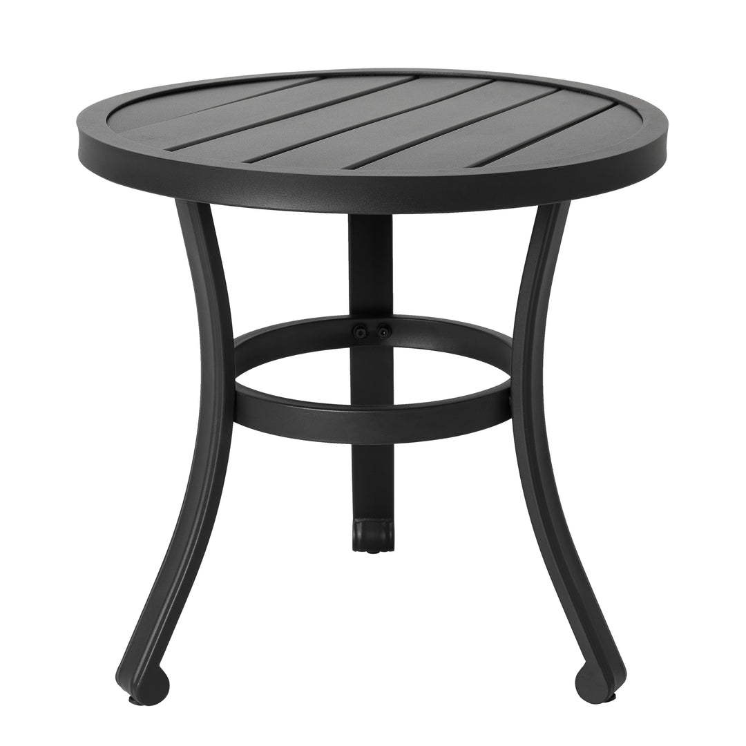 Outdoor Patio Bistro Set, 2 Swivel Bistro Chairs and 20 Inch Round Bistro Table, Textilene Fabric, Powder-Coated Iron Frame, for Patio, Deck, Garden, Backyard, Balcony, Black and Brown