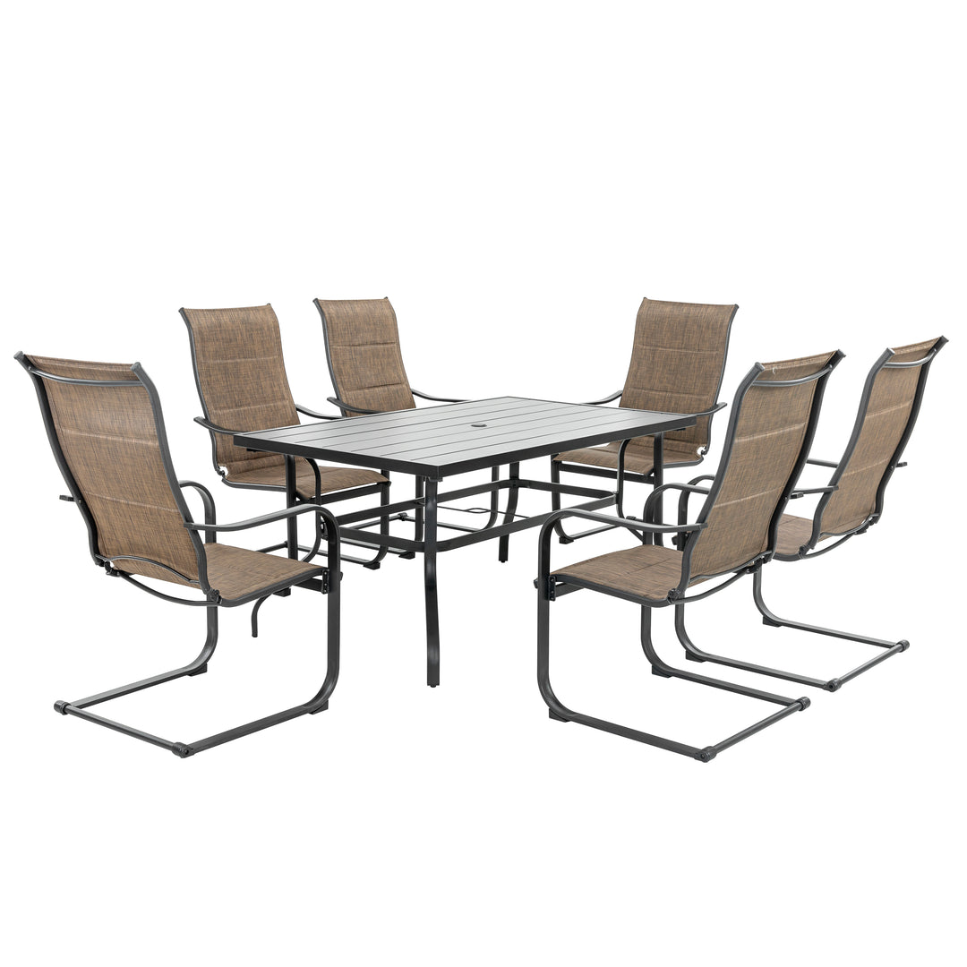 Outdoor 7-Piece Textilene Dining Set with 1.57'' Umbrella Hole