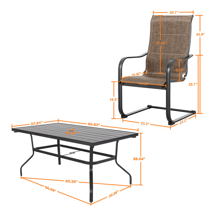 Outdoor 7-Piece Textilene Dining Set with 1.57'' Umbrella Hole