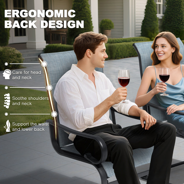 7PCS Padded Textilene Patio Dining Set with Umbrella Hole, C-Spring Motion