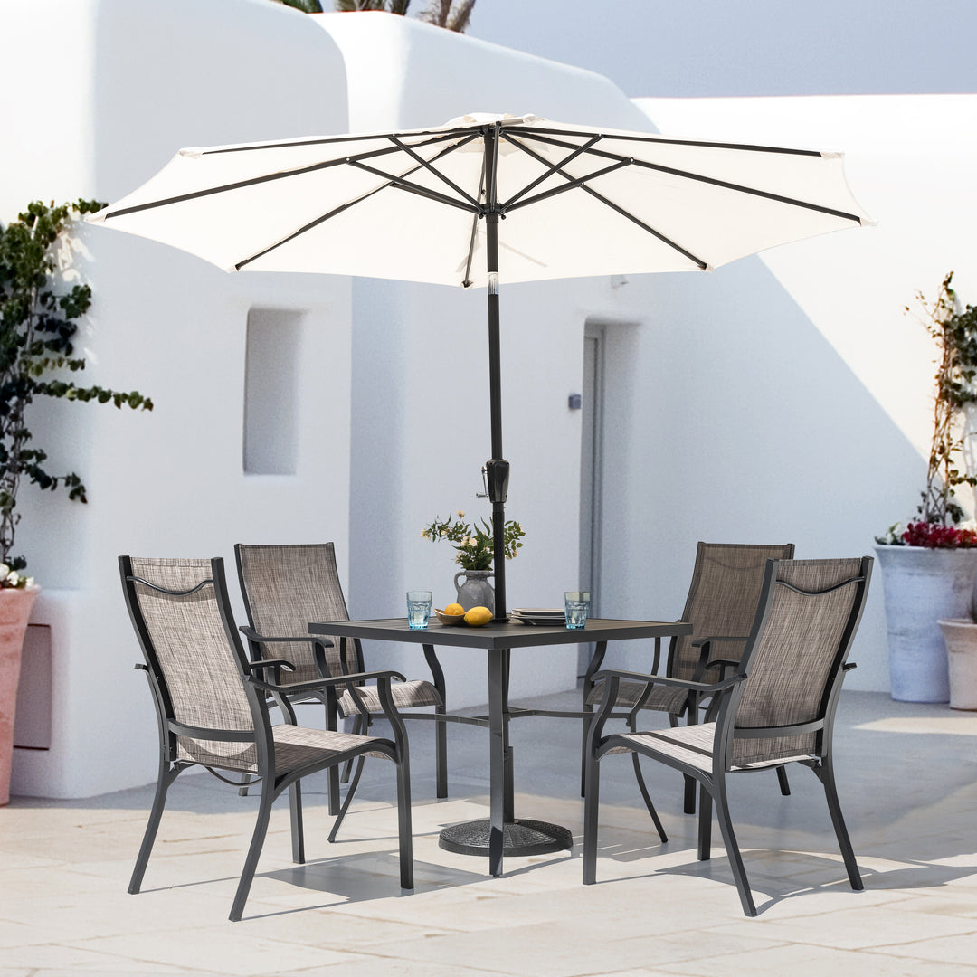 ann and hope patio dining set with led light umbrella 5-Piece Patio Aluminum and Textilene Dining Set with Umbrella Hole – Nuu Garden