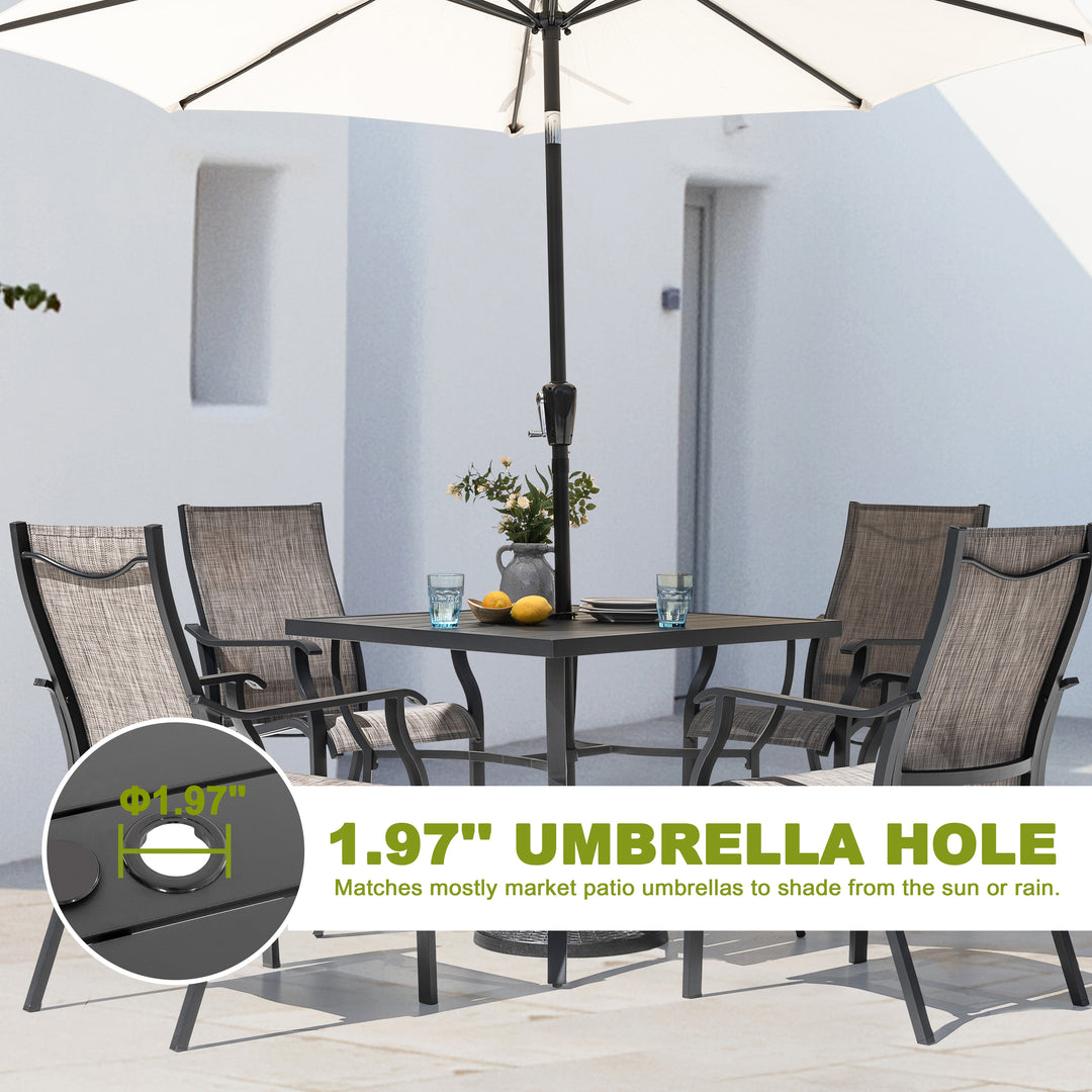 ann and hope patio dining set with led light umbrella 5-Piece Patio Aluminum and Textilene Dining Set with Umbrella Hole – Nuu Garden