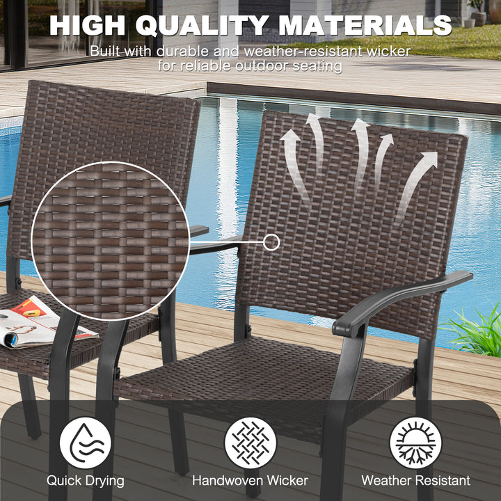 Outdoor 7-Piece Metal Wicker Dining Set with 1.57'' Umbrella Hole, Black