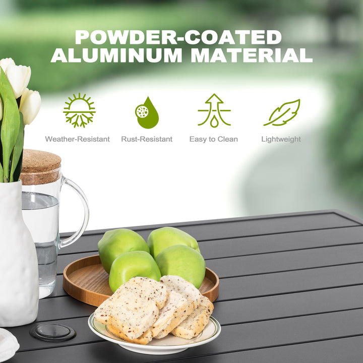 7-Piece Aluminum and Textilene Rope Patio Dining Set with Umbrella Hole