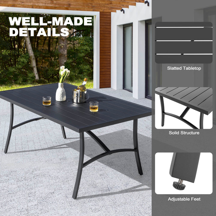 7-Piece Aluminum and Textilene Rope Patio Dining Set with Umbrella Hole