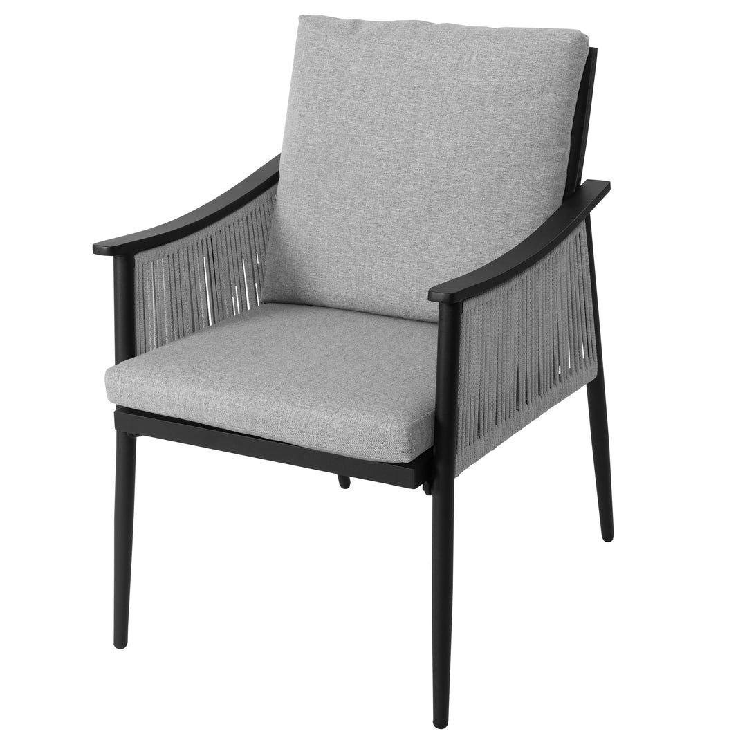 7-Piece Aluminum and Textilene Rope Patio Dining Set with Umbrella Hole