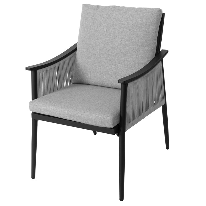 7-Piece Aluminum and Textilene Rope Patio Dining Set with Umbrella Hole