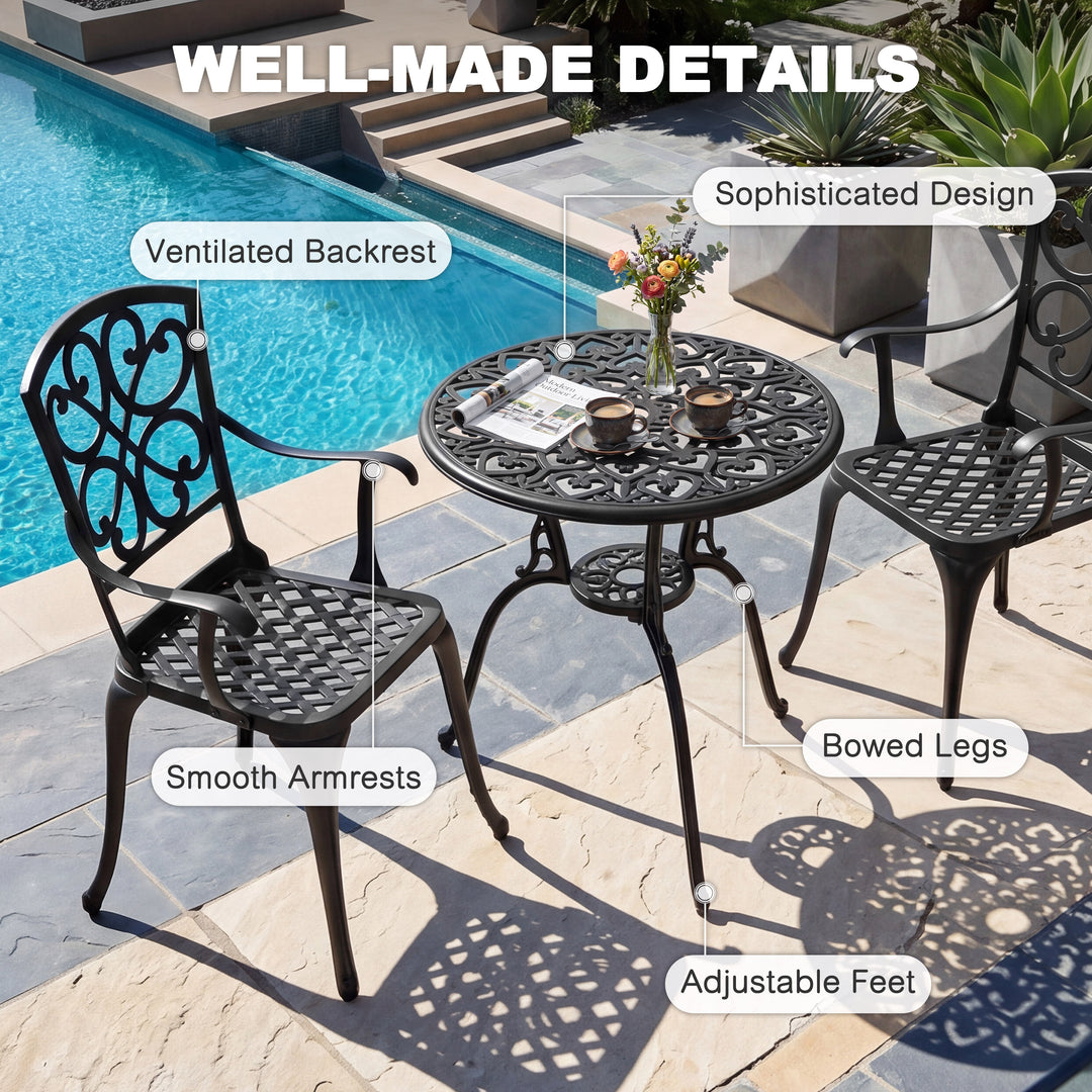 Nuu Garden Outdoor 3-Piece Cast Aluminum Patio Set and Umbrella Hole