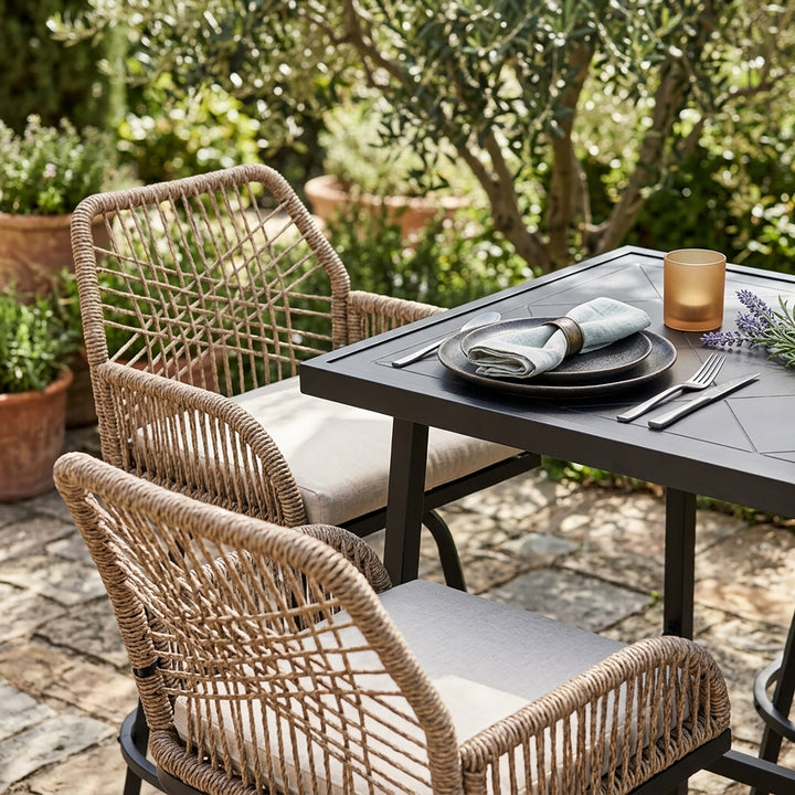 5-Piece Outdoor Bar Set, Twisted Rattan Swivel Chairs with Cushions