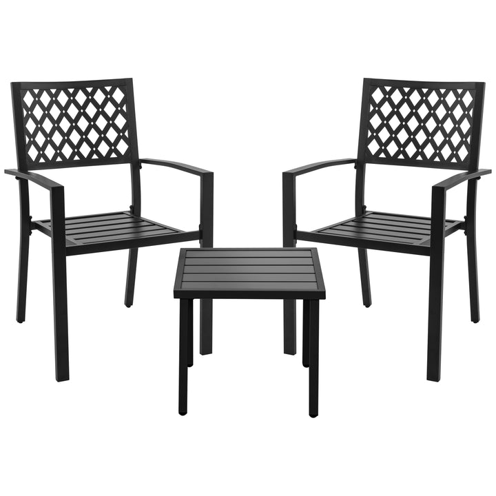 3-Piece Patio Bistro Set with Stackable Chairs, Powder-Coated Frame