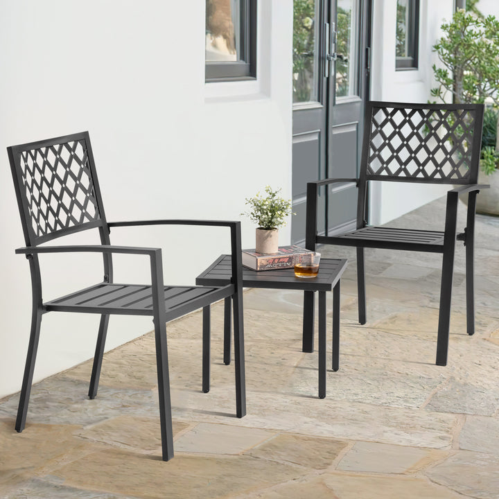 3-Piece Patio Bistro Set with Stackable Chairs, Powder-Coated Frame