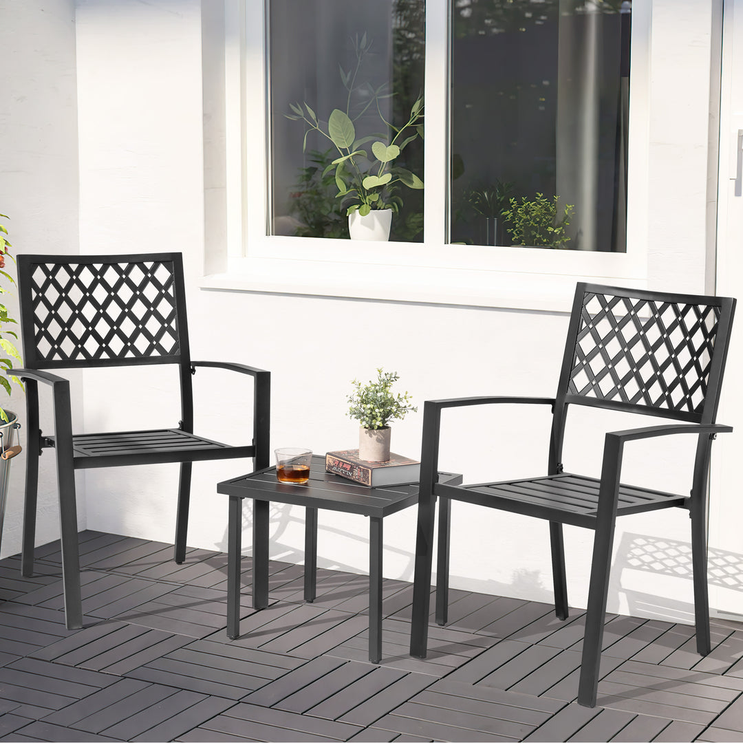 3-Piece Patio Bistro Set with Stackable Chairs, Powder-Coated Frame
