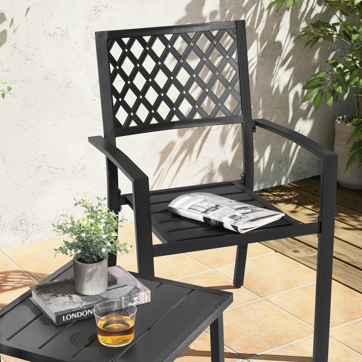 3-Piece Patio Bistro Set with Stackable Chairs, Powder-Coated Frame