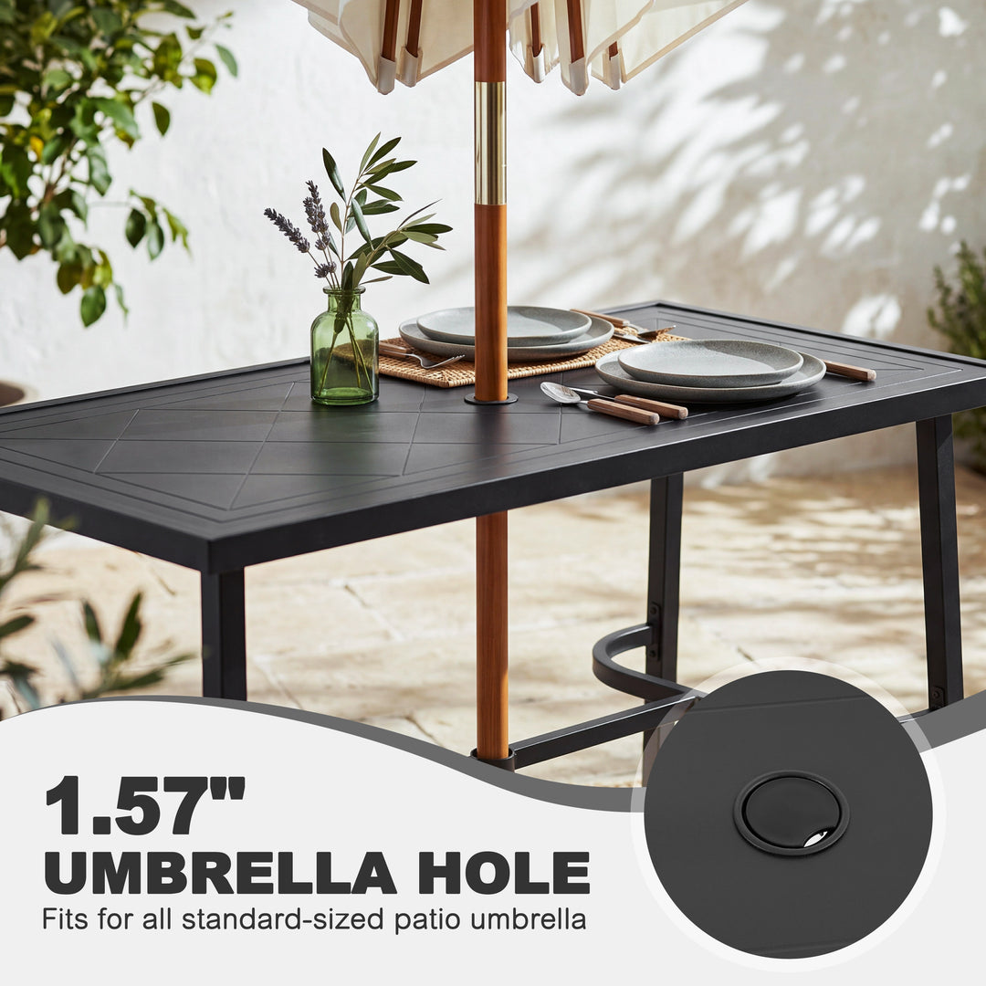 Outdoor 5-Piece Bar Set with Umbrella Hole, Textilene Swivel Bar Stools