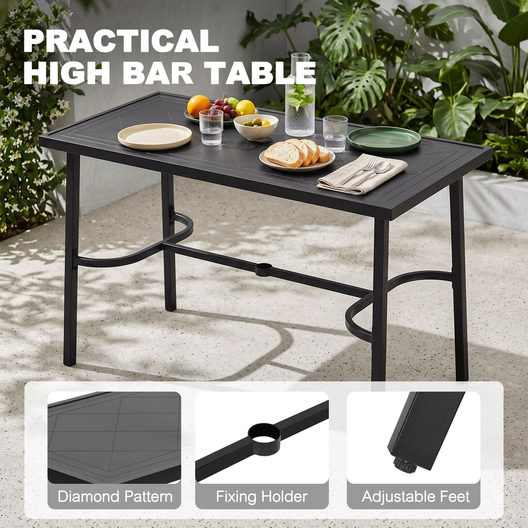 Outdoor 5-Piece Bar Set with Umbrella Hole, Textilene Swivel Bar Stools