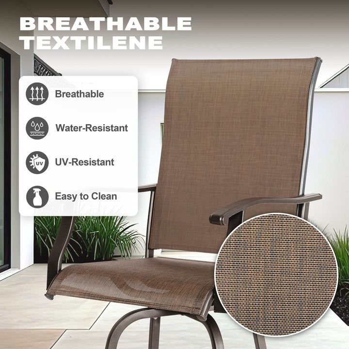 Outdoor 5-Piece Bar Set with Umbrella Hole, Textilene Swivel Bar Stools