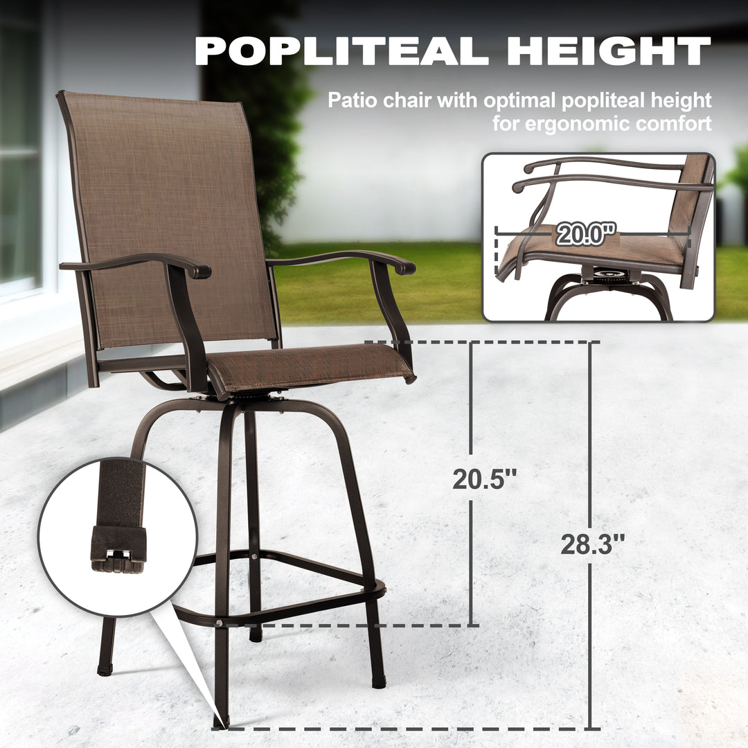 Outdoor 5-Piece Bar Set with Umbrella Hole, Textilene Swivel Bar Stools