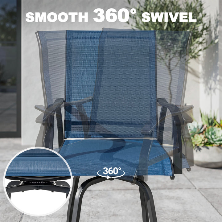 Outdoor 3-Piece Textilene Bar Set, Swivel Bar Stools and Bar Table