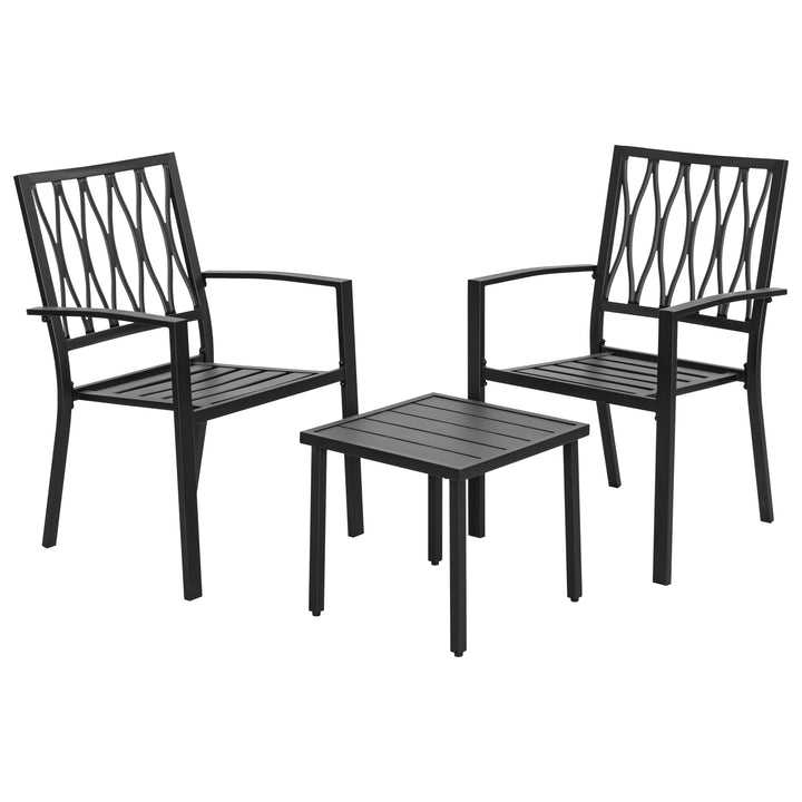 3-Piece Patio Bistro Set, Stackable Design, Powder-Coated Metal Frame