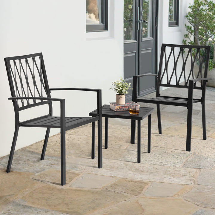 3-Piece Patio Bistro Set, Stackable Design, Powder-Coated Metal Frame