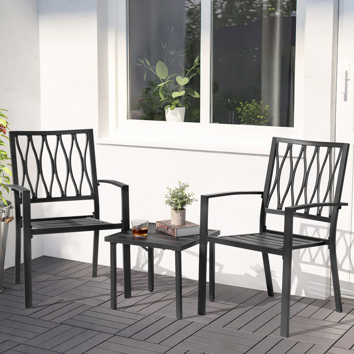 3-Piece Patio Bistro Set, Stackable Design, Powder-Coated Metal Frame