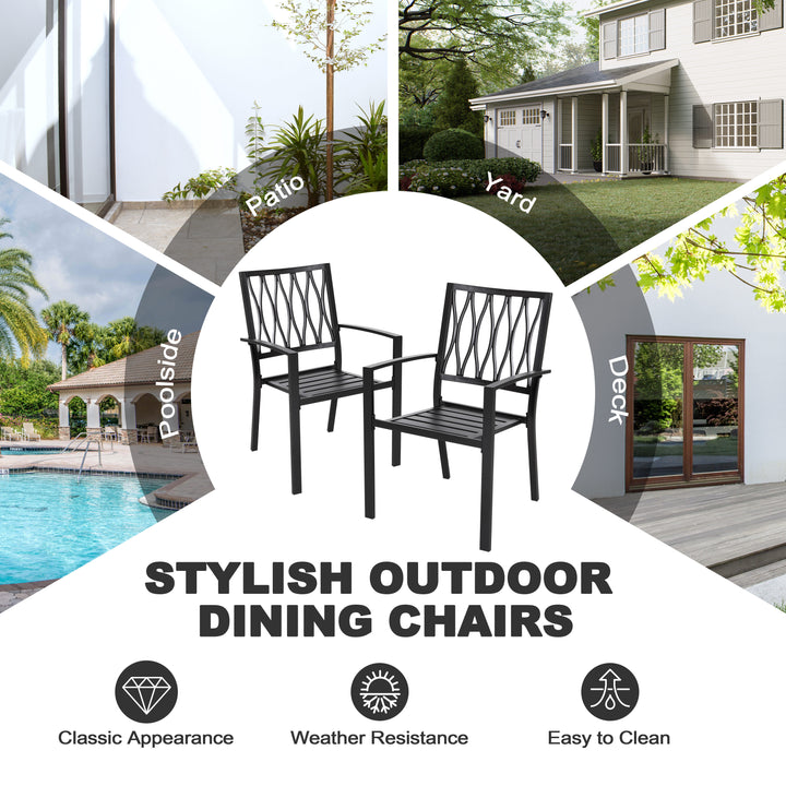 3-Piece Patio Bistro Set, Stackable Design, Powder-Coated Metal Frame