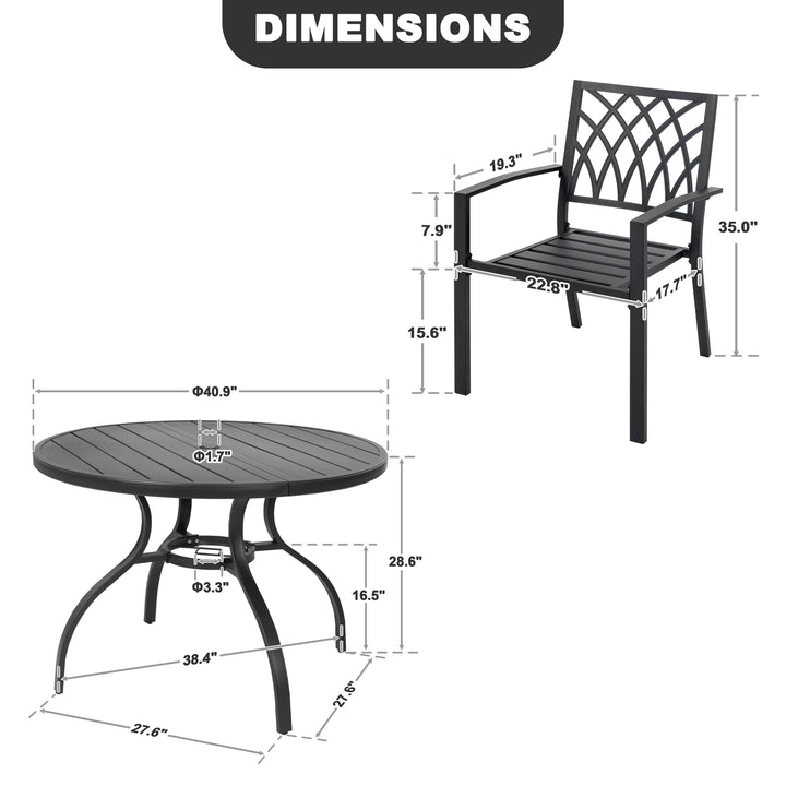 5PCS Patio Metal Dining Set with Umbrella Hole, All-Weather Design