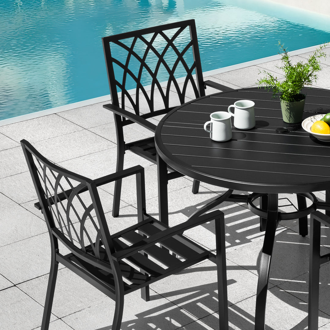 5PCS Patio Metal Dining Set with Umbrella Hole, All-Weather Design