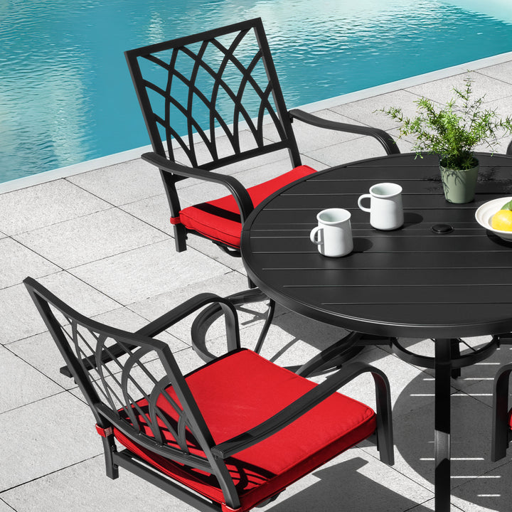 5PCS Patio Dining Set with Umbrella Hole and Zippered Cushions